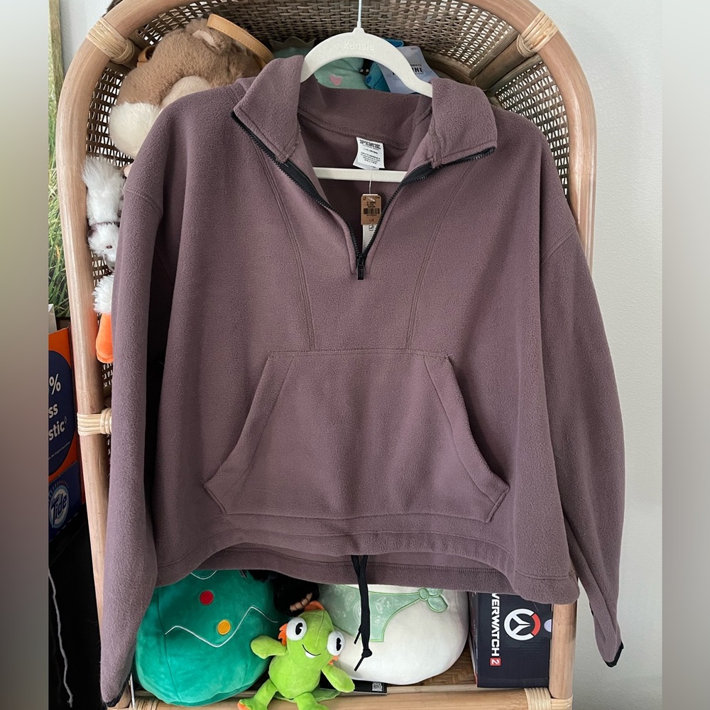 Victoria Secret Pink Polar Fleece Half-Zip Sweatshirt Mauve